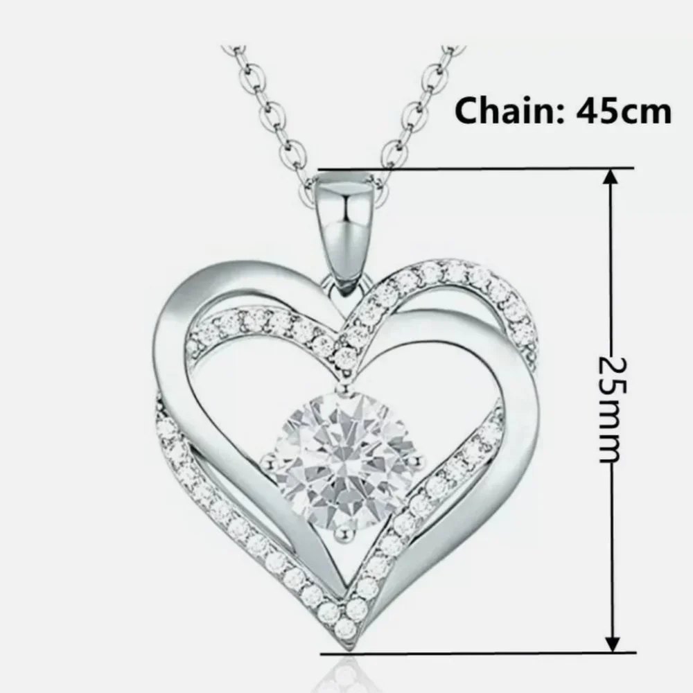 New 925 Silver heart shaped Cubic Zircon Necklace - Picture 4 of 4